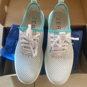 BNIB Cole Haan Generation ZERØGRAND Stitchlite Sneaker Bright White Teal Blue 7